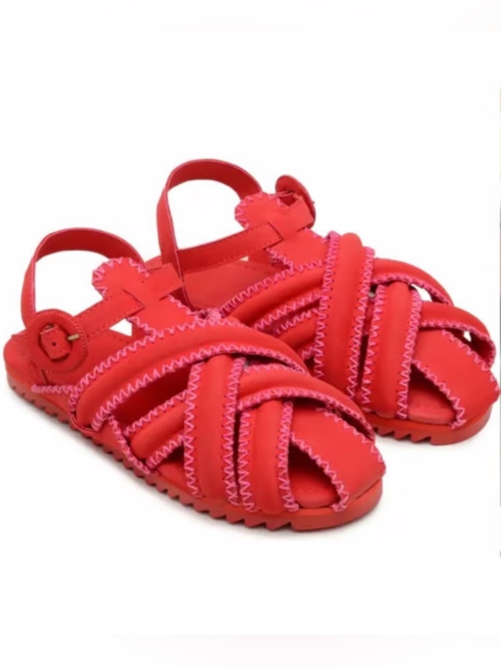 FARM Rio Red Whipstitch Sandals Women’s US 10 Leather Strappy Brazil - Picture 13 of 13
